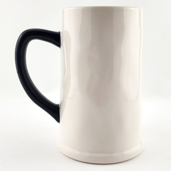Rae Dunn Artisan Collection White Stein Mug Large Letters DAD'S BEER Blue Handle - Picture 4 of 11